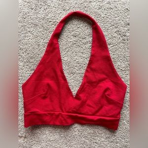 Forever 21 Red Cropped V neckline shirt